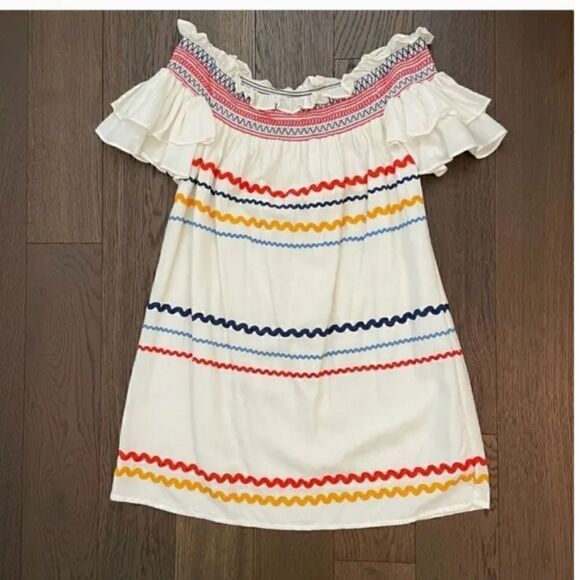 NWT Red Carter "Marilyn" White Off-The-Shoulder Dress Ric Rac Trim XS MSRP $280 - Picture 3 of 3